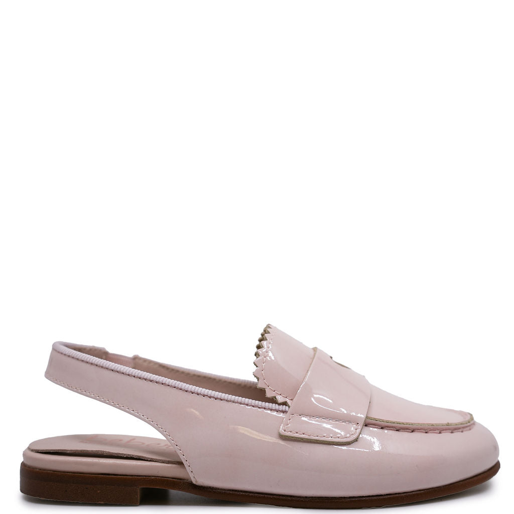 Beberlis Pink Patent Scalloped Heart Slingback-Tassel Children Shoes