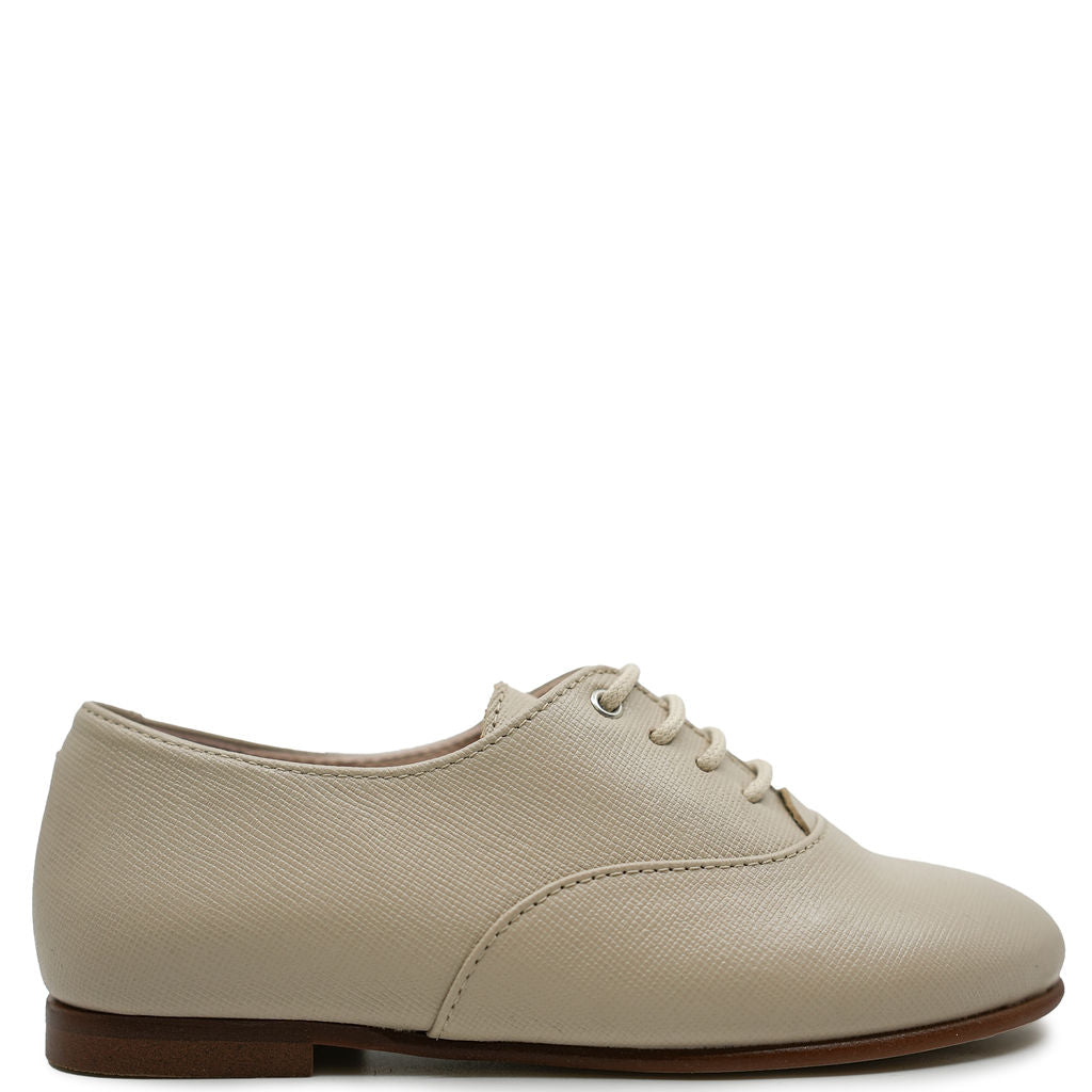 Beberlis Taupe Textured Lace Derby-Tassel Children Shoes
