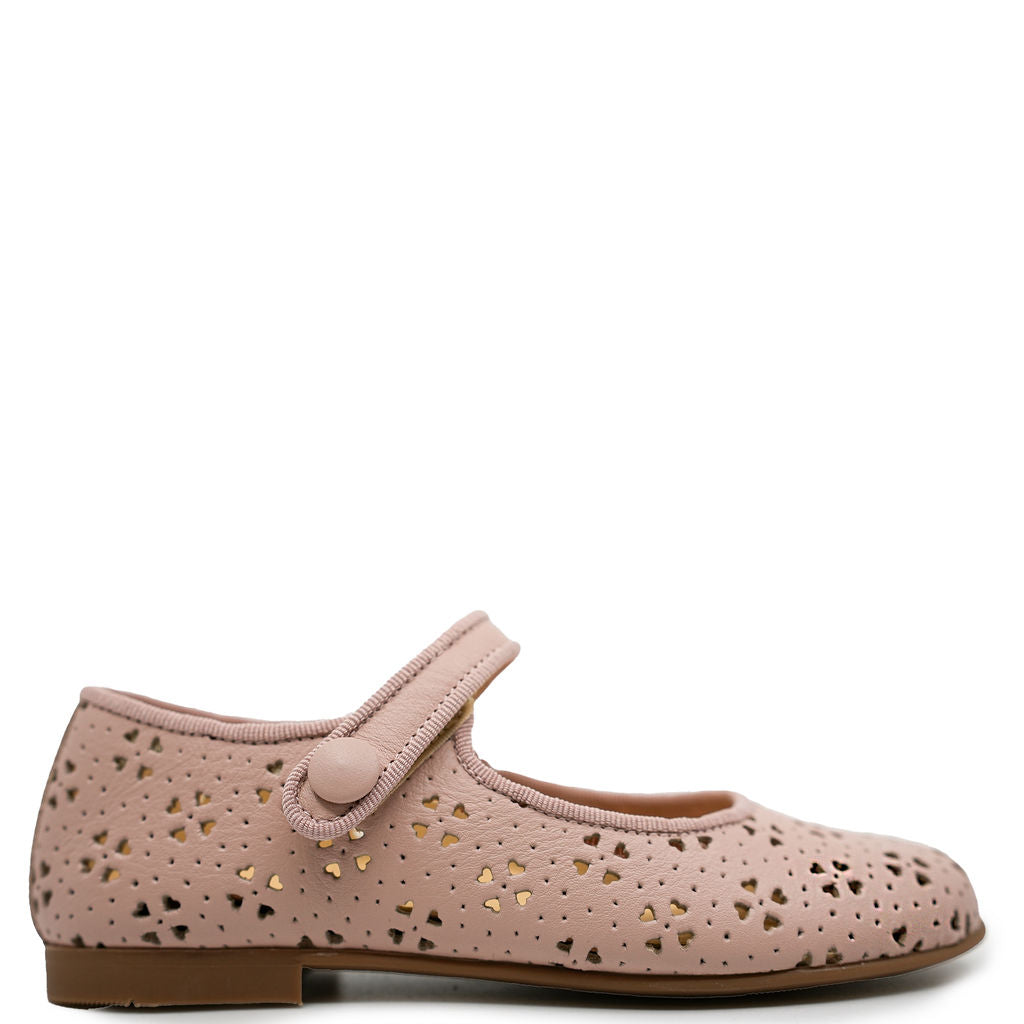 Andanines Mauve Heart Perf Mary Jane-Tassel Children Shoes