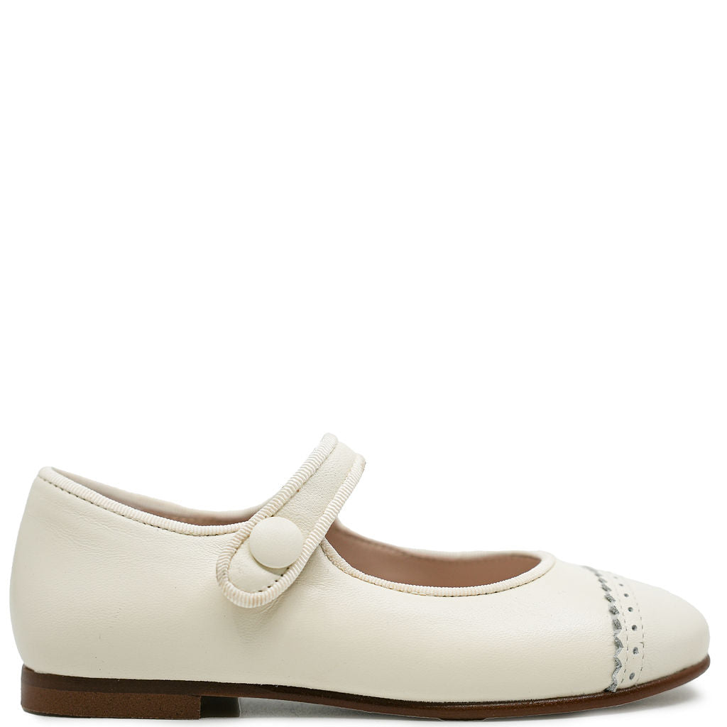 Beberlis Cream Scalloped Captoe Mary Jane-Tassel Children Shoes
