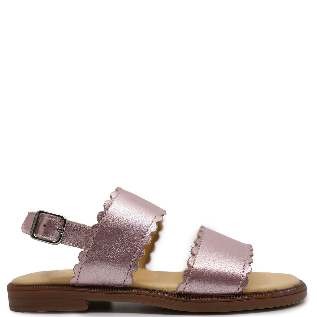 Andanines Metallic Pink Scalloped Sandal-Tassel Children Shoes