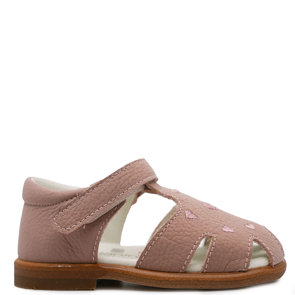 Andanines Dry Rose Heart Emboidered Baby Sandal-Tassel Children Shoes