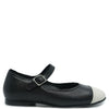 Blublonc Black and Cream Captoe Mary Jane-Tassel Children Shoes