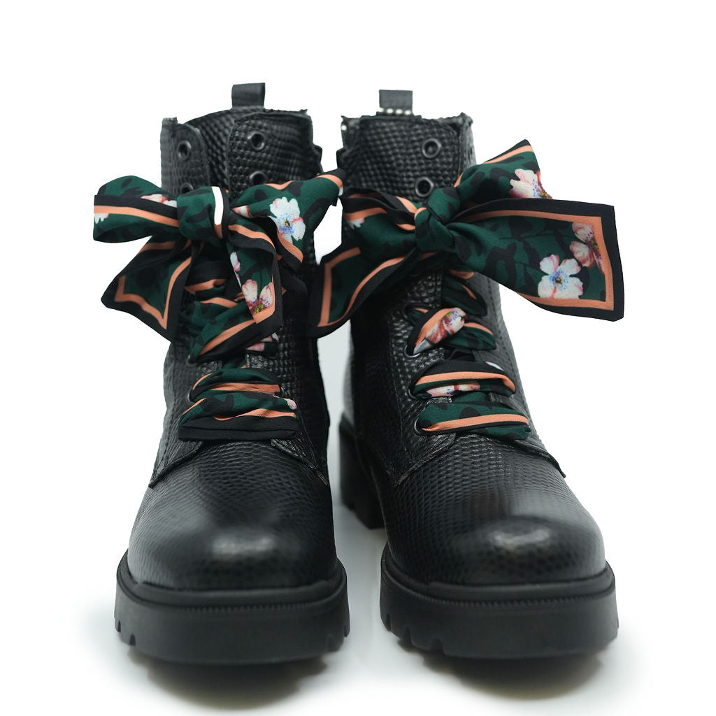 Confetti Black Leather Scarf Boot-Tassel Children Shoes