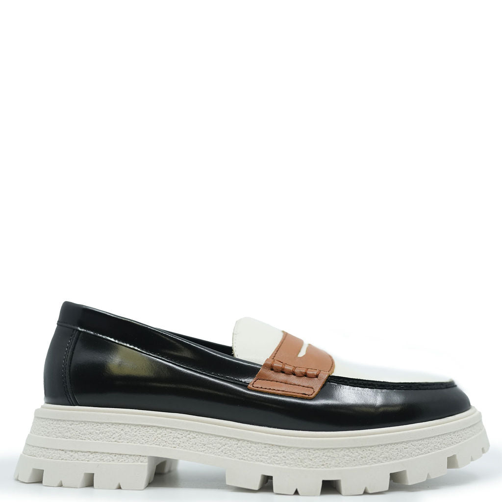 Blublonc Black and Ivory Chunky Loafer-Tassel Children Shoes