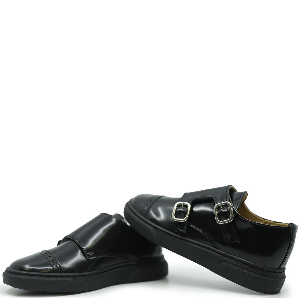 Blublonc Black Florentic Captoe Dress Sneaker-Tassel Children Shoes