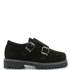 old Blublonc Dark Brown Suede Double Monk Wingtip Shoe-Tassel Children Shoes