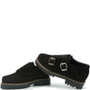 old Blublonc Dark Brown Suede Double Monk Wingtip Shoe-Tassel Children Shoes