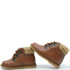 Blublonc Brown and Shearling Cuff Baby Bootie-Tassel Children Shoes