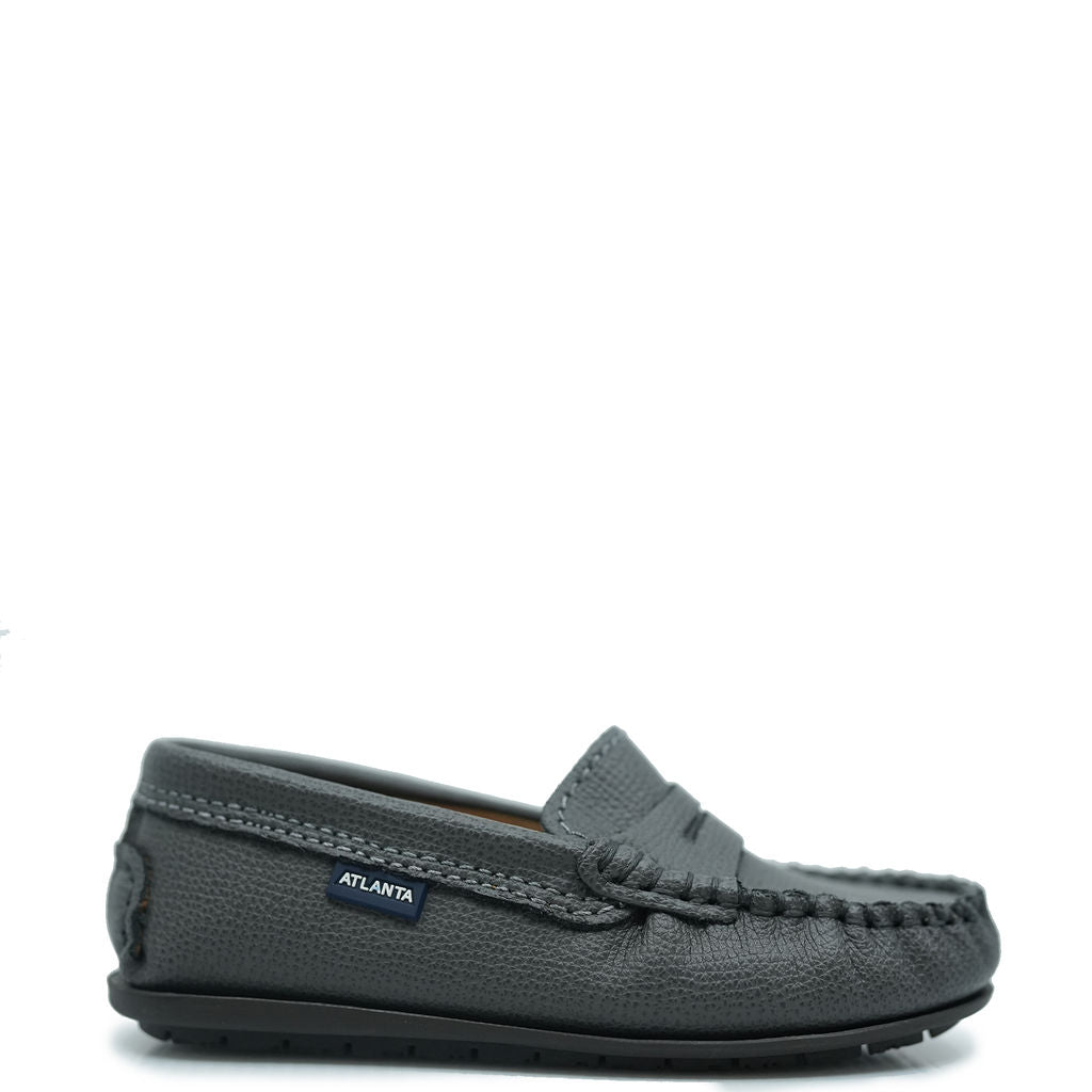 Atlanta Mocassin Gray Grain Penny Loafer-Tassel Children Shoes