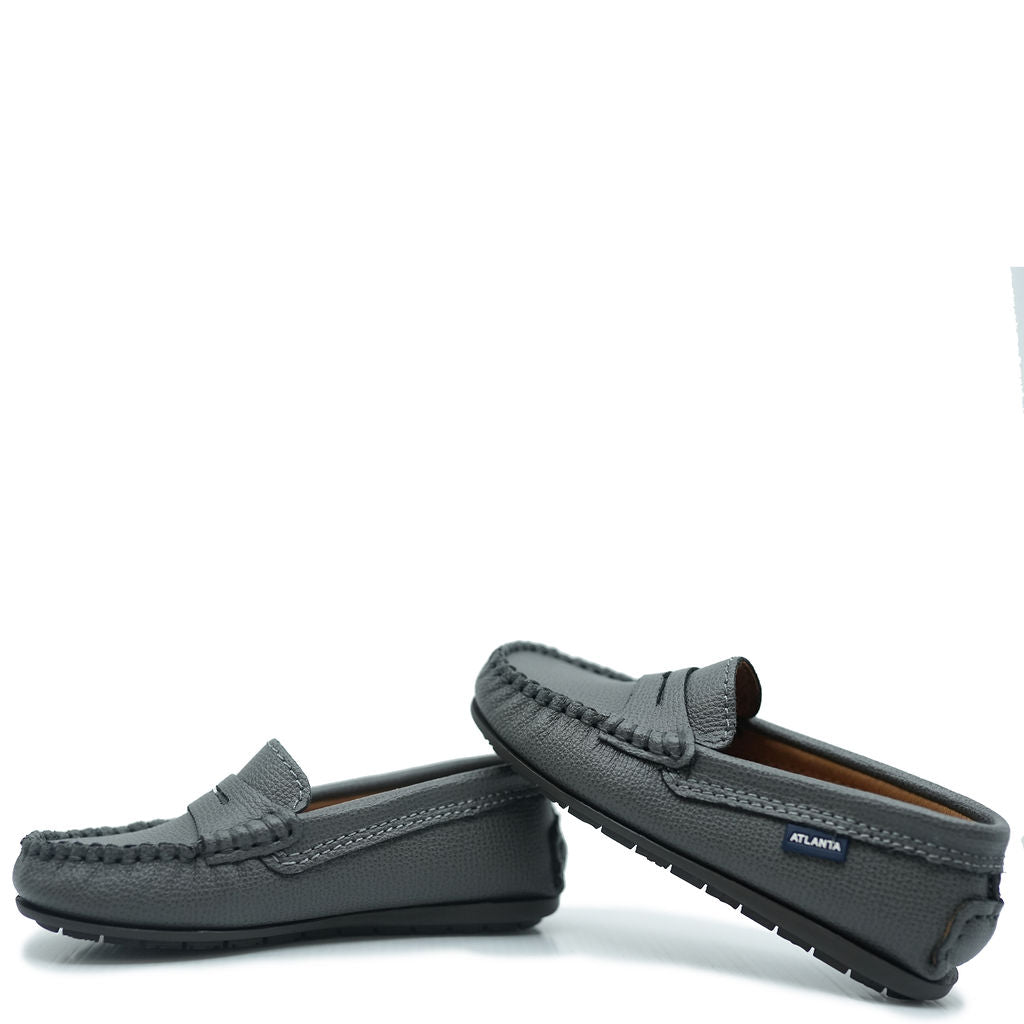 Atlanta Mocassin Gray Grain Penny Loafer-Tassel Children Shoes