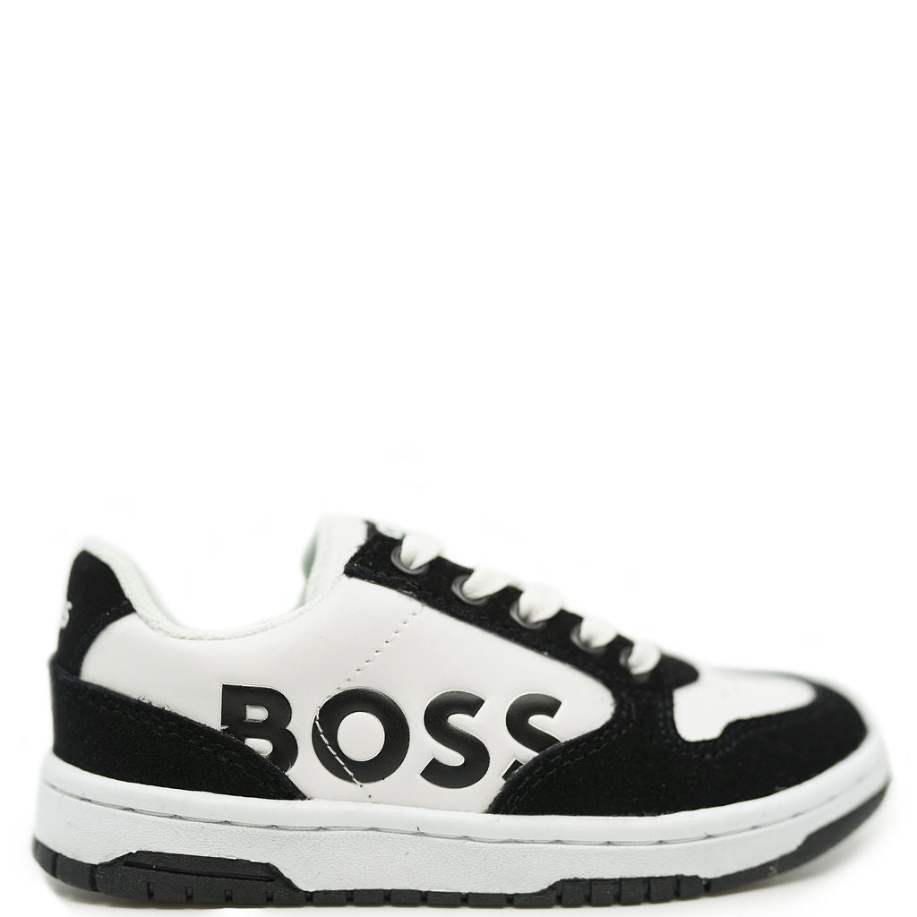 Hugo Boss Black White Logo Sneaker - Tassel Children Shoes