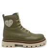 Beberlis Olive Heart Patch Bootie-Tassel Children Shoes