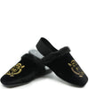 Papanatas Black Velvet Polo Club Embroidered Fur Slingback-Tassel Children Shoes