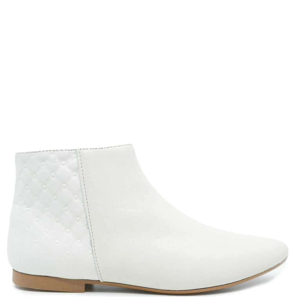 Papanatas White Tufted Back Zipper Bootie-Tassel Children Shoes