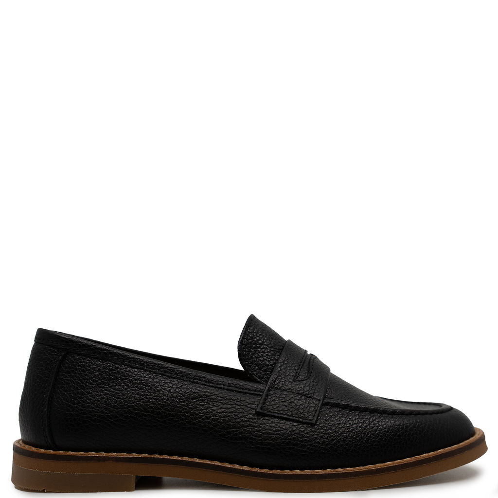Andanines Black Pebbled Dress Loafer-Tassel Children Shoes