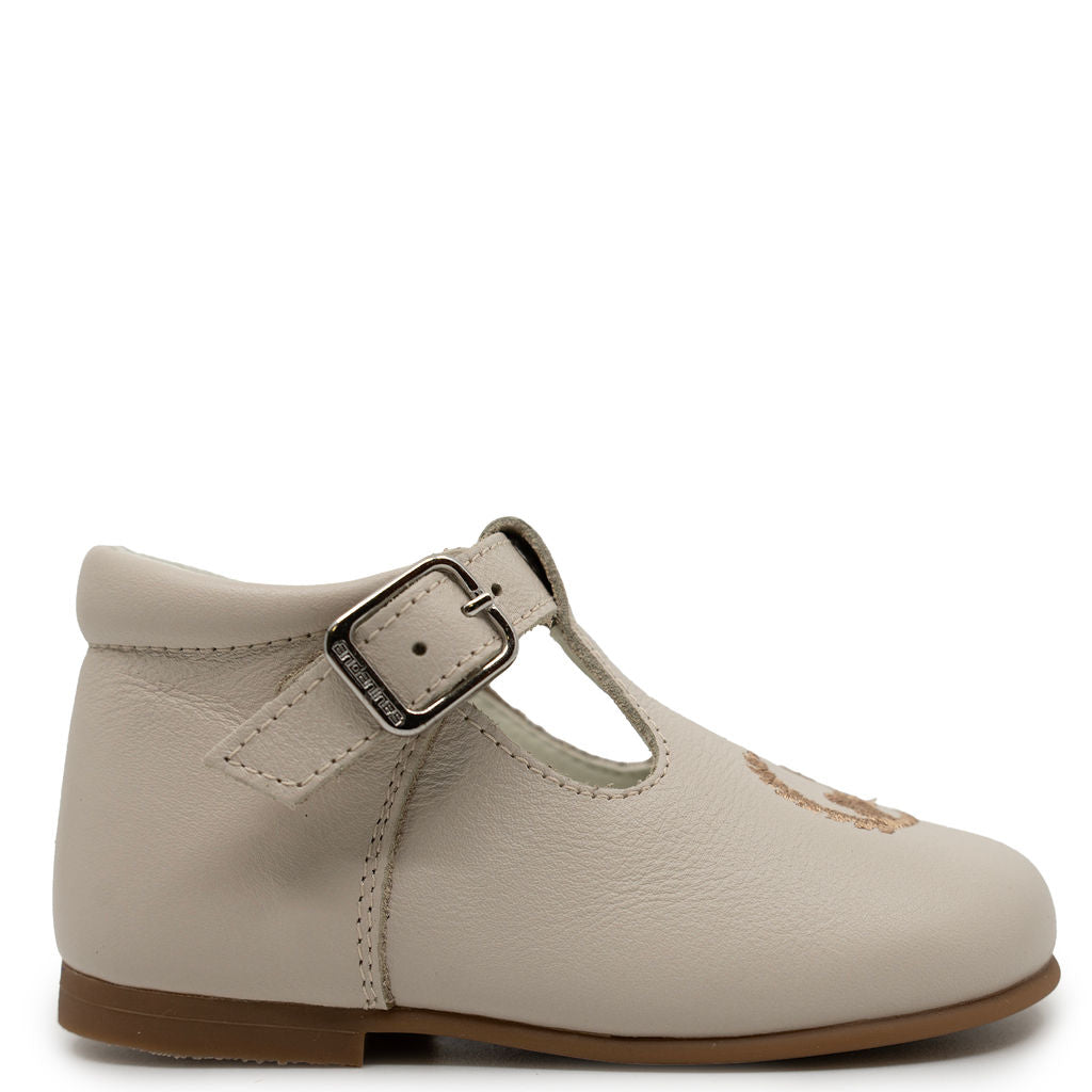Andanines Cream Horse Embroidered Baby Shoe-Tassel Children Shoes