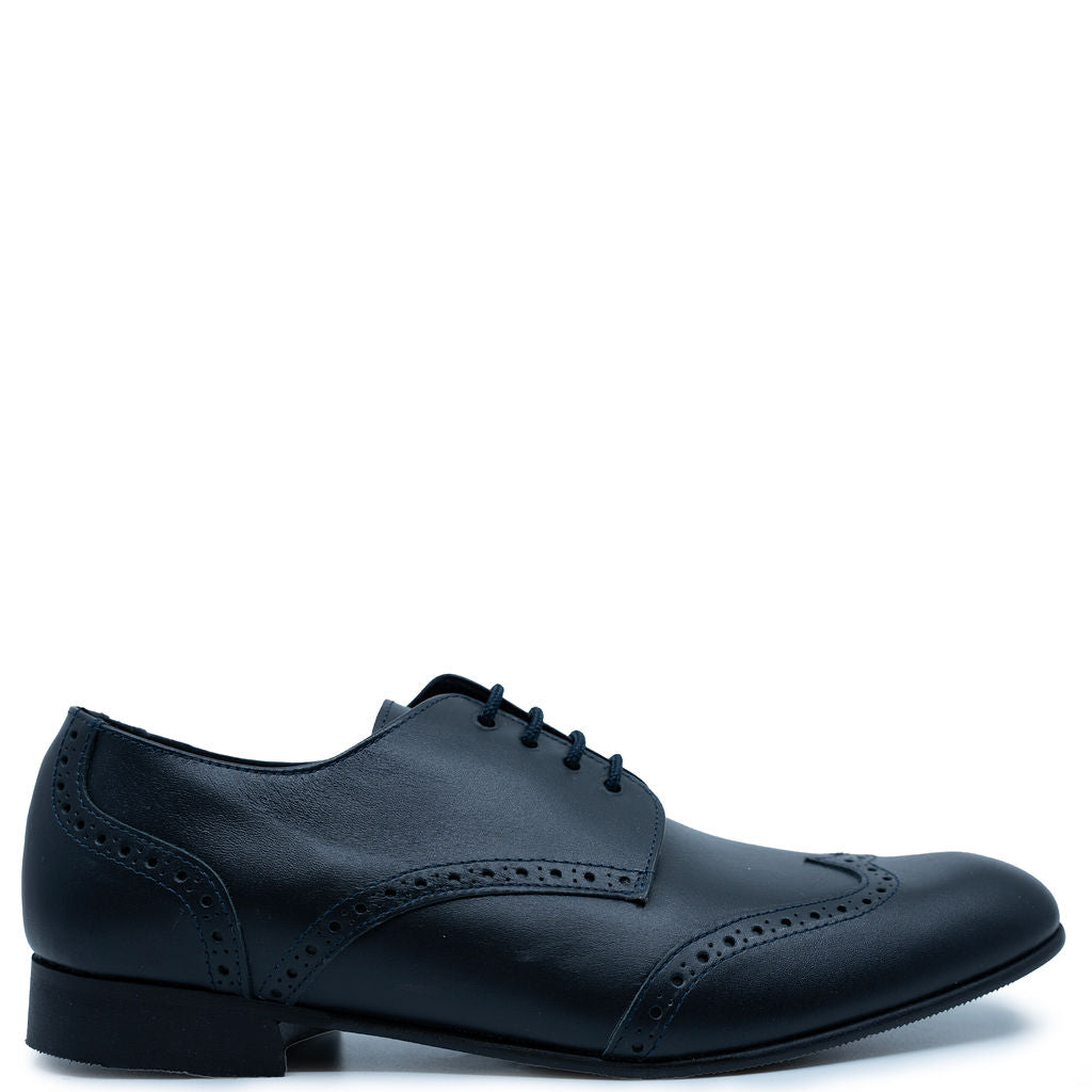 Andanines Navy Wingtip Lace Shoe-Tassel Children Shoes