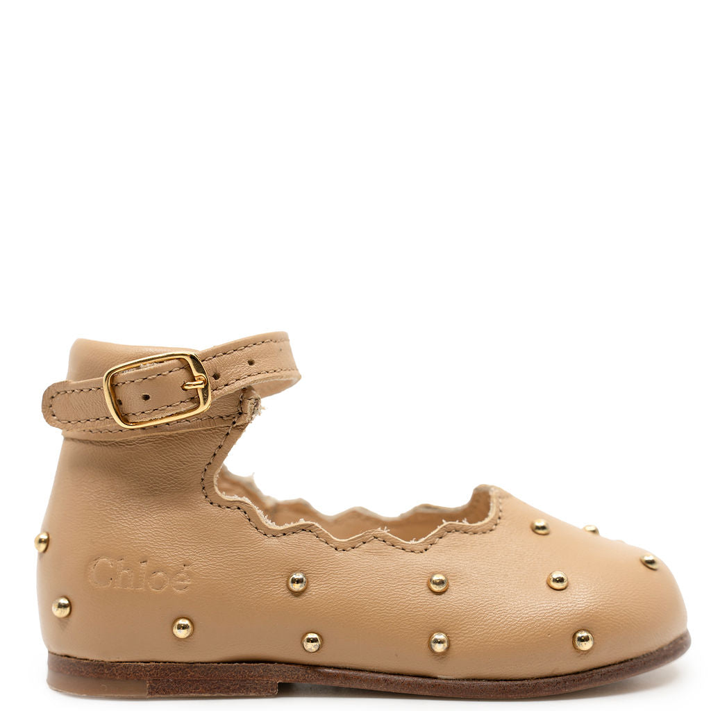 Chloe Brown Scalloped Baby Mary Jane-Tassel Children Shoes