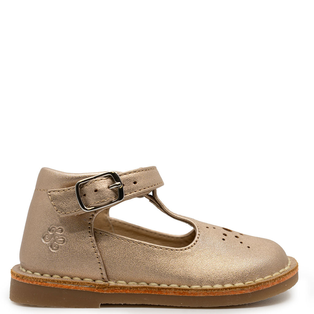 Tartine Light Gold Baby T Strap-Tassel Children Shoes