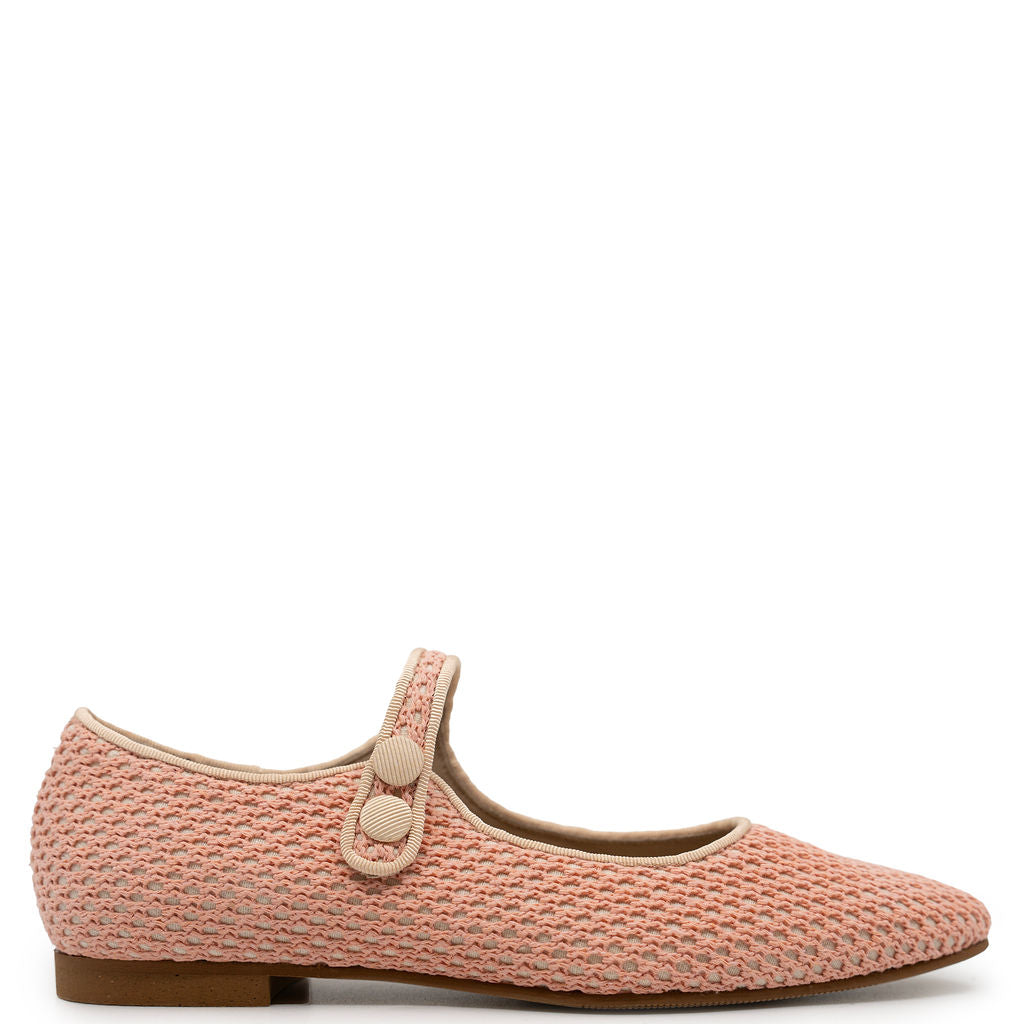 LMDI Salmon Crochet Pointed Mary Jane-Tassel Children Shoes
