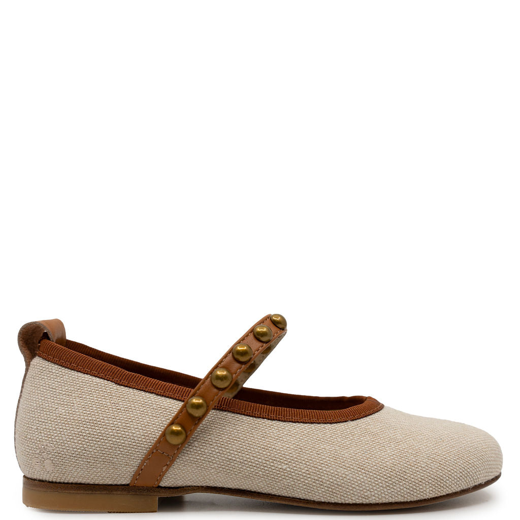 Bonpoint Cream Brown Ballet Flat-Tassel Children Shoes