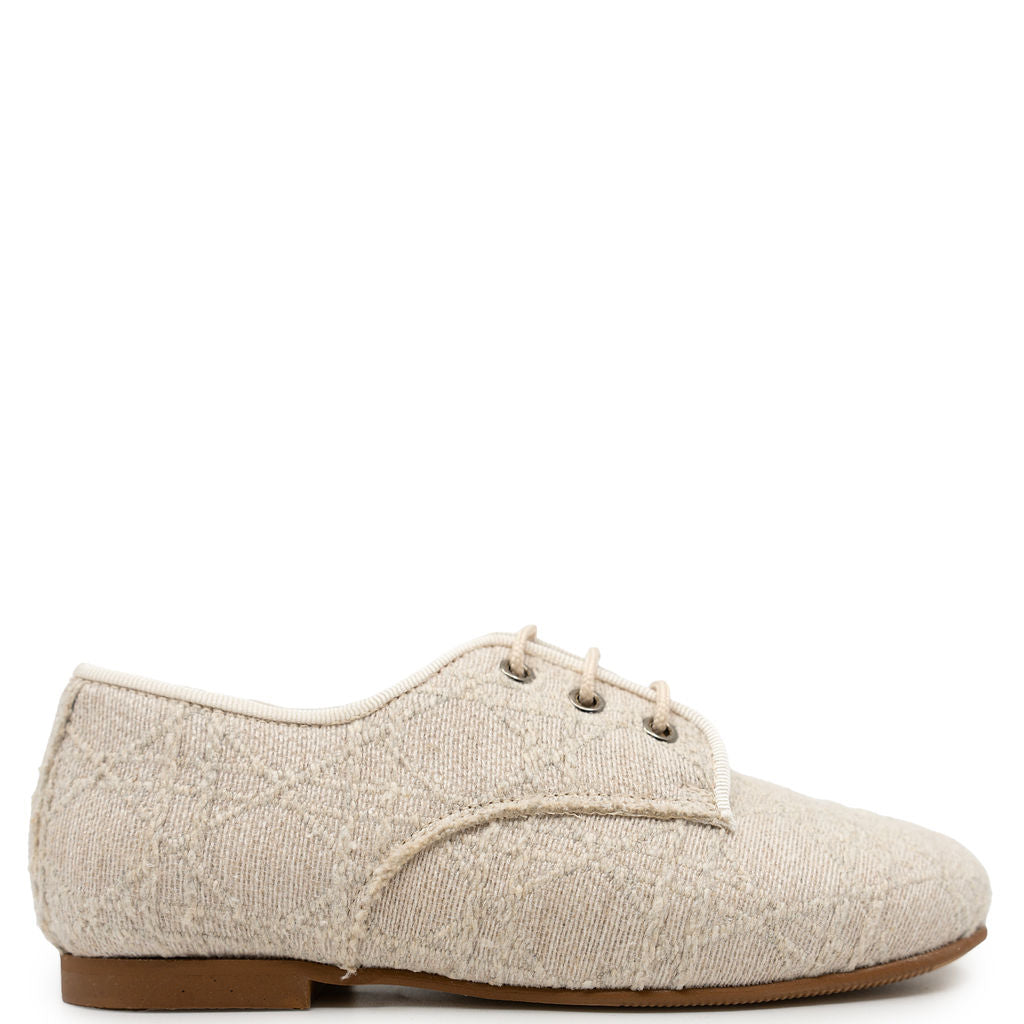 LMDI Taupe Textile Oxford-Tassel Children Shoes