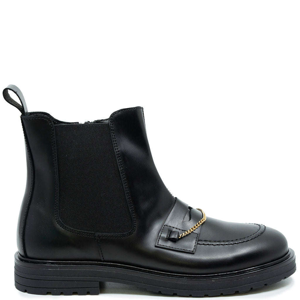 Rondinella Black Chain Penny Boot-Tassel Children Shoes