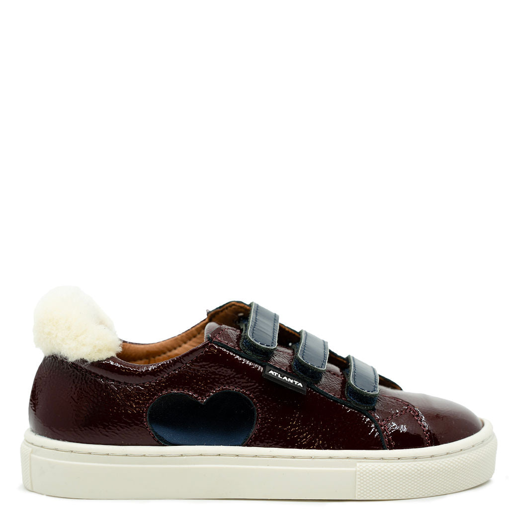 Atlanta Mocassin Burgundy Patent Heart Velcro Sneaker-Tassel Children Shoes