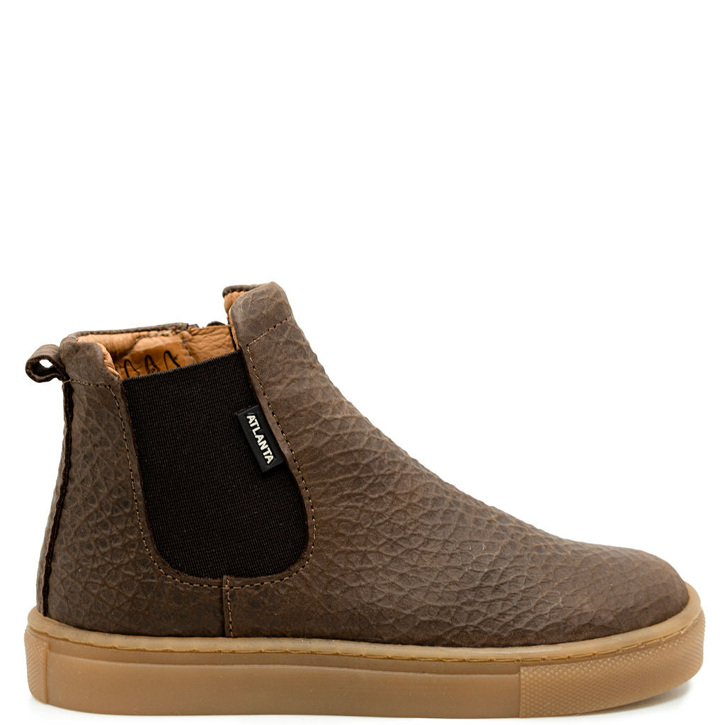 Atlanta Mocassin Brown Textured Boot-Tassel Children Shoes