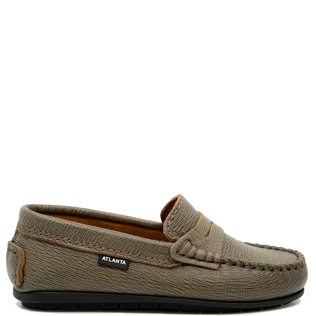 Atlanta Mocassin Safiano Taupe Penny Loafer-Tassel Children Shoes