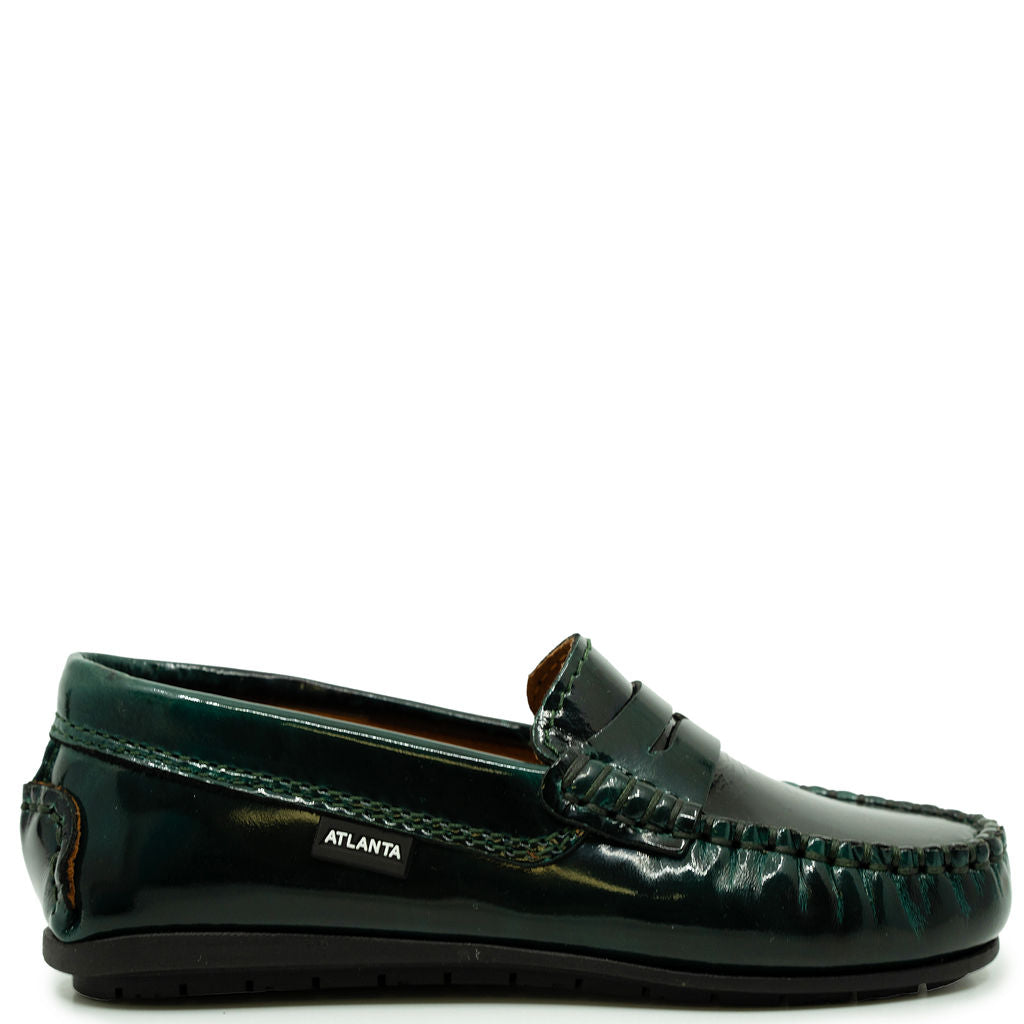 Atlanta Mocassin Green Shine Penny Loafer-Tassel Children Shoes