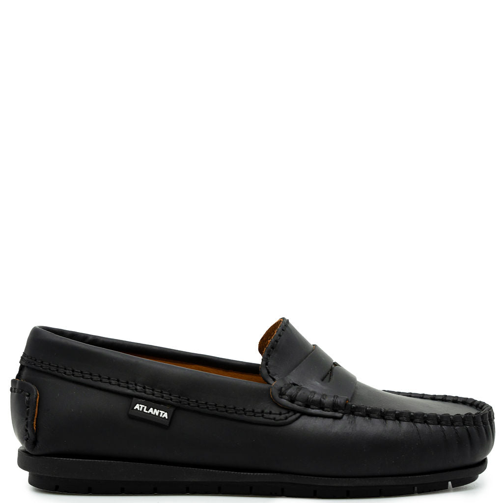 Atlanta Mocassin Black Rubber Penny Loafer-Tassel Children Shoes