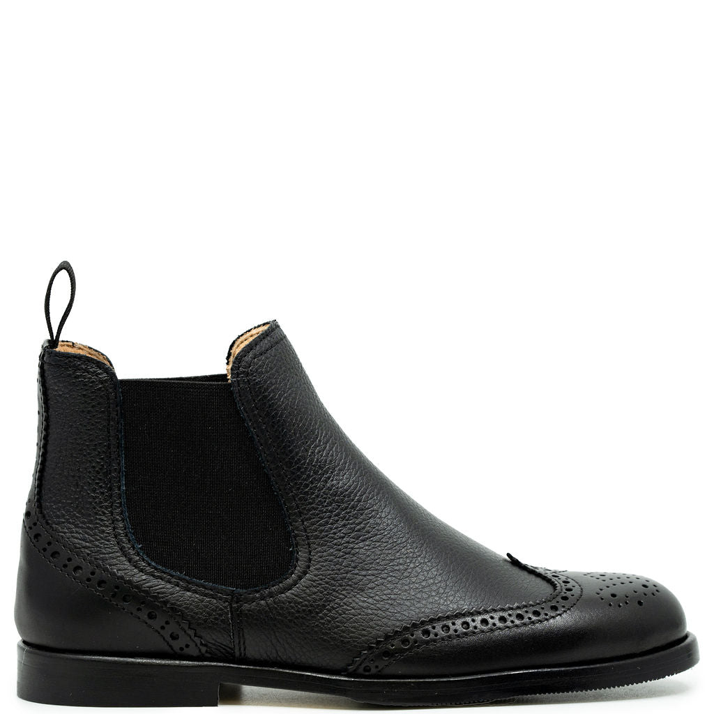 Rondinella Black Wingtip Dress Boot-Tassel Children Shoes