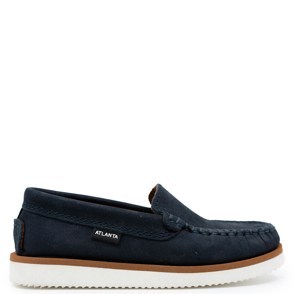 Atlanta Mocassin Dark Navy Nubok Boat Loafer-Tassel Children Shoes