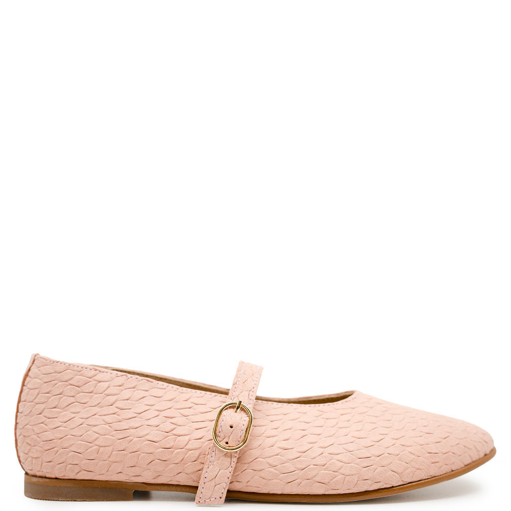 Blublonc Rose Stamped Strap Flat-Tassel Children Shoes