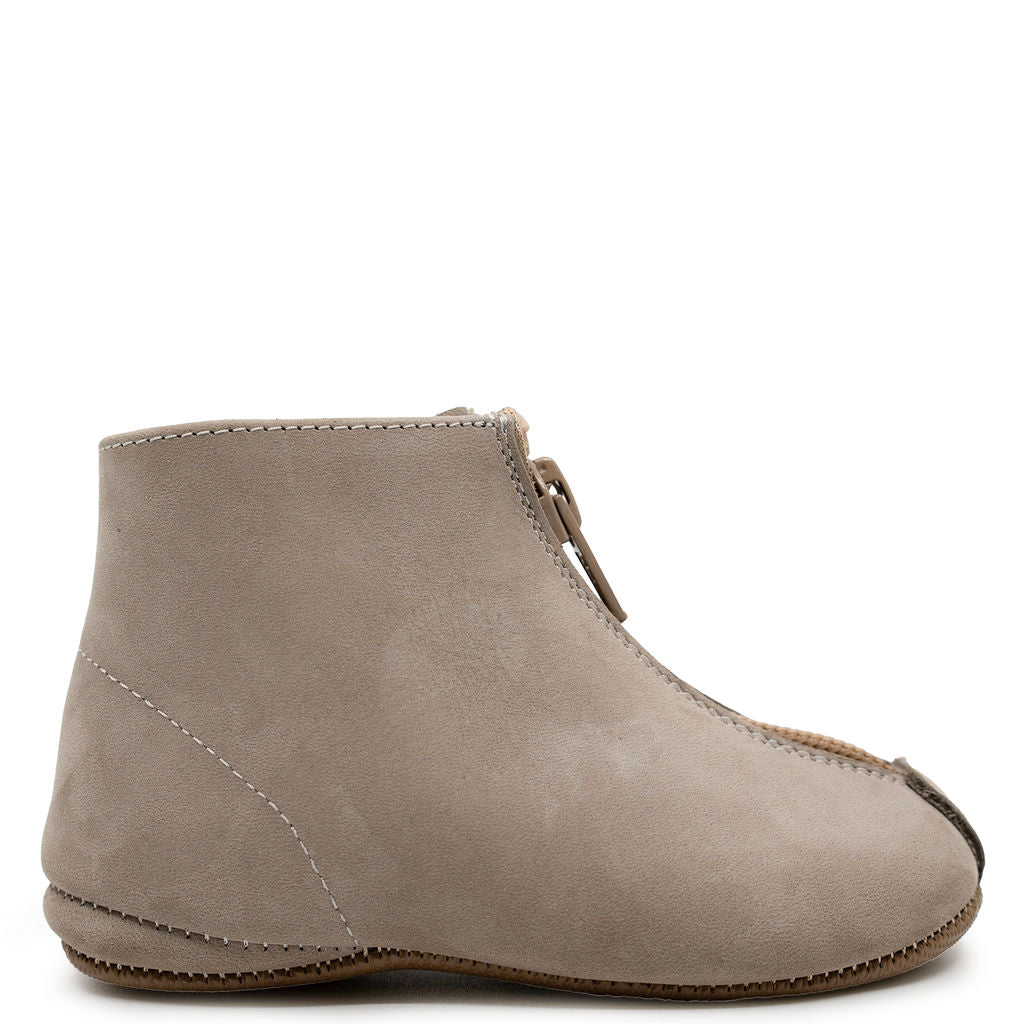 Pepe Taupe Nubok Zipper Bootie-Tassel Children Shoes