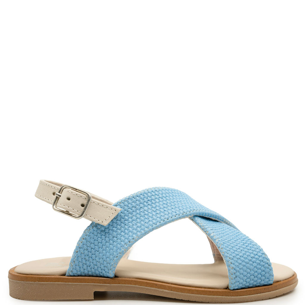 Manuela Sky Blue Gum Weave Criss Cross Sandal-Tassel Children Shoes