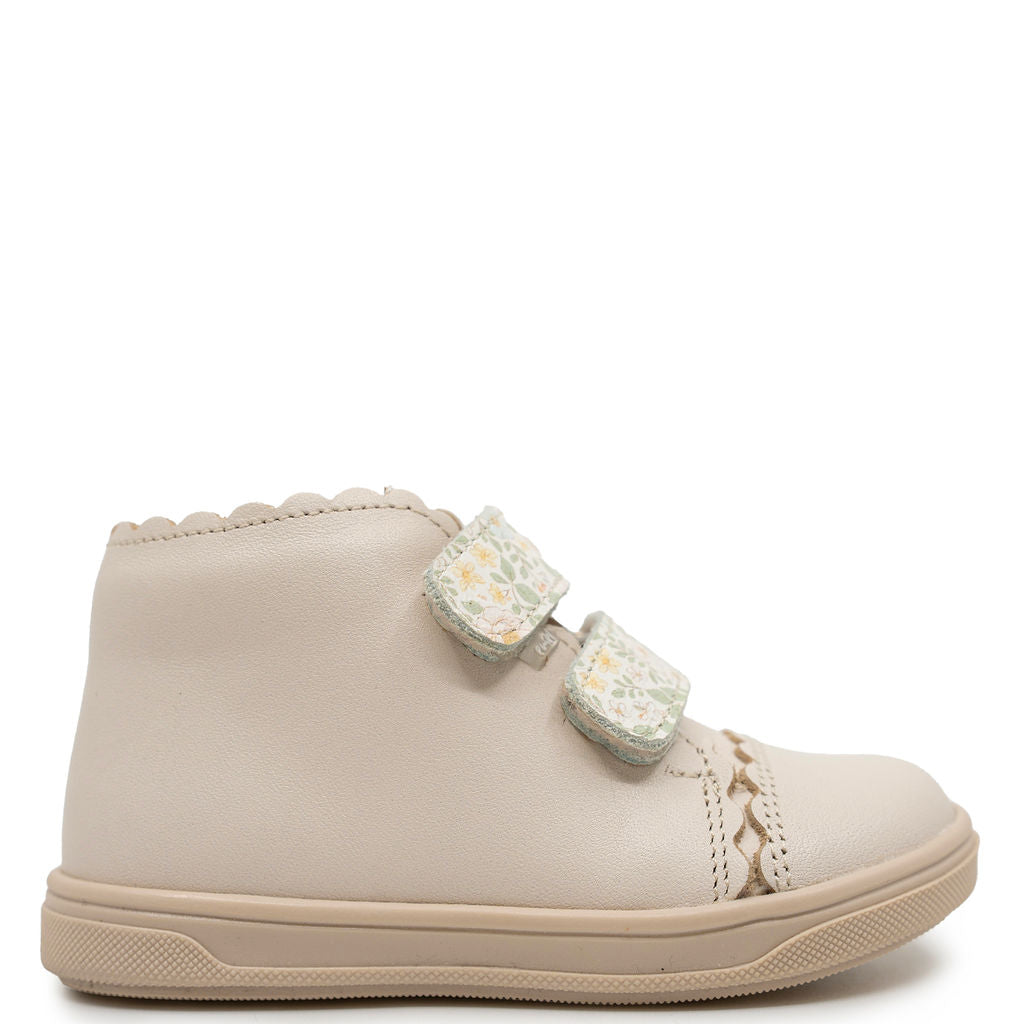 Emel White Floral Scalloped Baby Sneaker-Tassel Children Shoes