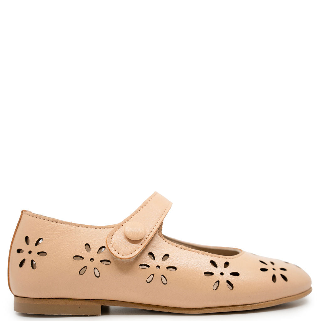 Spain+Co Apricot Perforated Mary Jane-Tassel Children Shoes