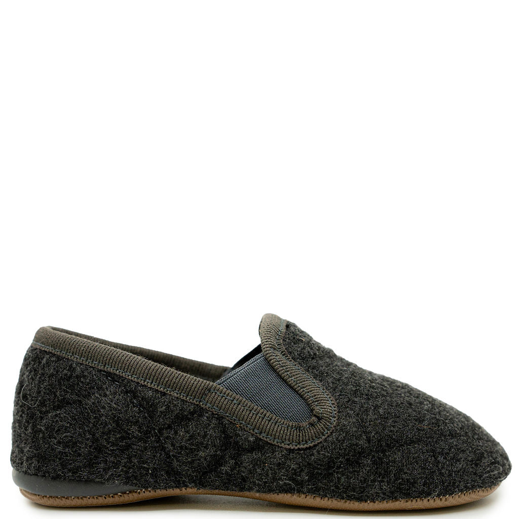 Pepe Gray Wool Quilted Slipper Loafer-Tassel Children Shoes