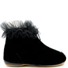 Pepe Black Velvet Ruffle Zipper Bootie-Tassel Children Shoes
