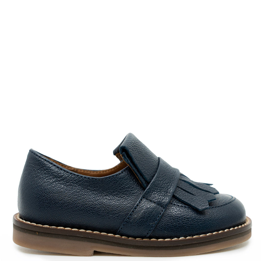 Pepe Navy Leather Fringe Loafer-Tassel Children Shoes