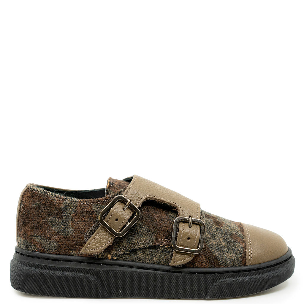 Blublonc Taupe Multi Texture Captoe Dress Sneaker-Tassel Children Shoes