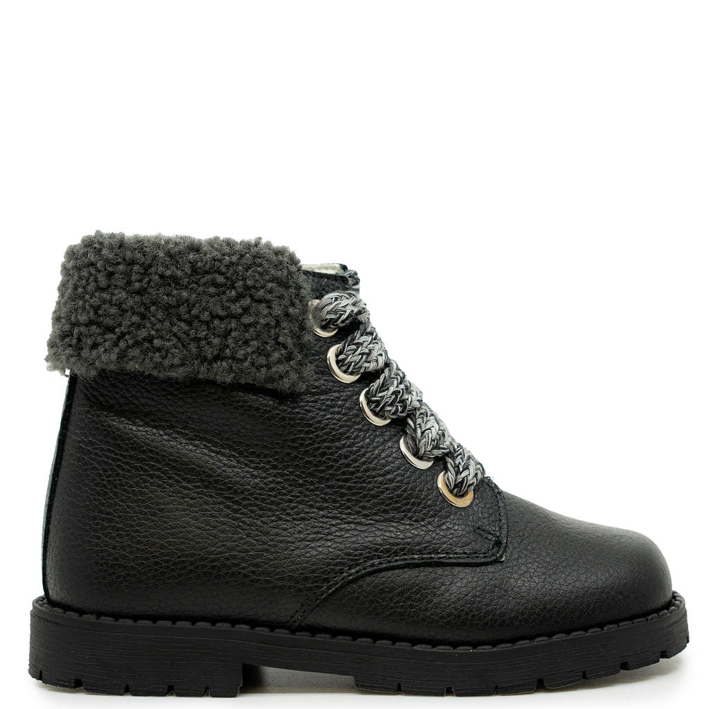 Andanines Black Sweater Lace Bootie-Tassel Children Shoes