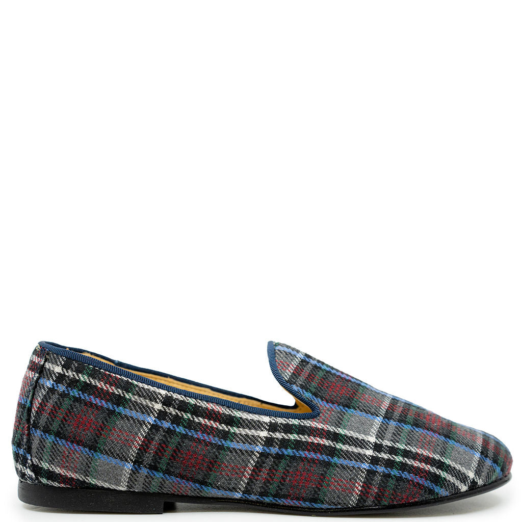 Spain+Co Plaid Smoking Loafer-Tassel Children Shoes