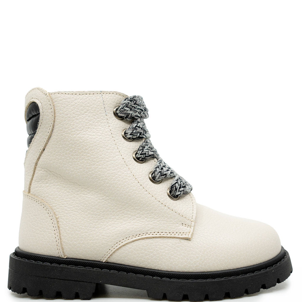 Andanines Cream Leather Heart Boot-Tassel Children Shoes