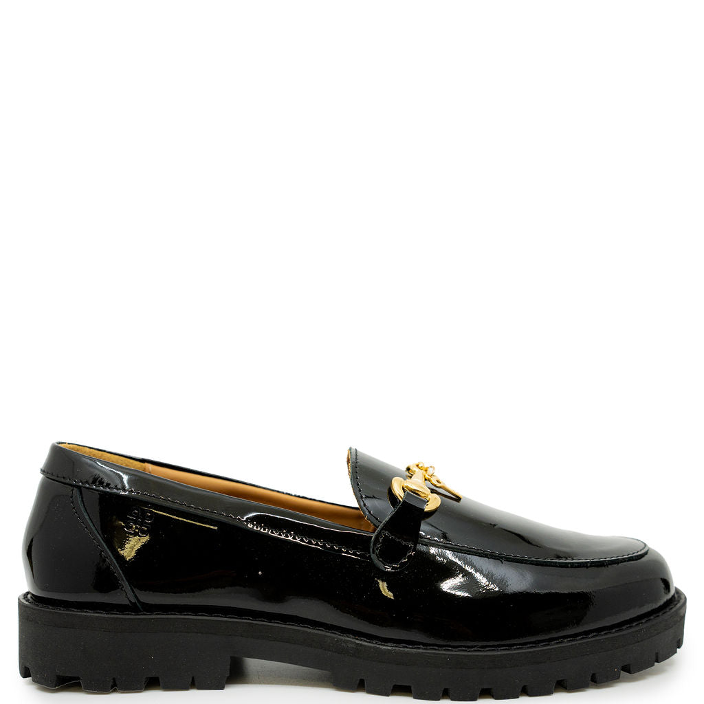 Porte Black Patent Charm Loafer-Tassel Children Shoes