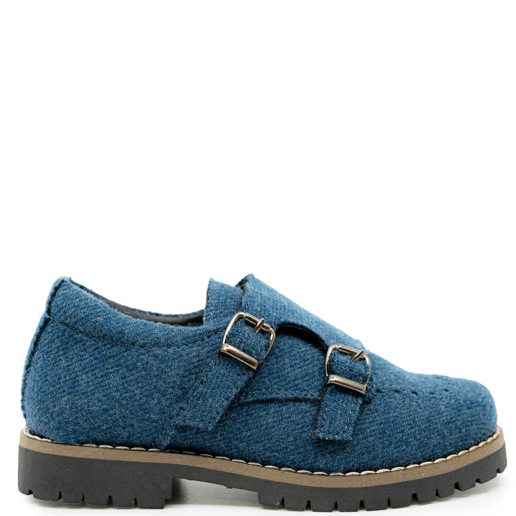 Blublonc Indigo Wool Monk Shoe-Tassel Children Shoes