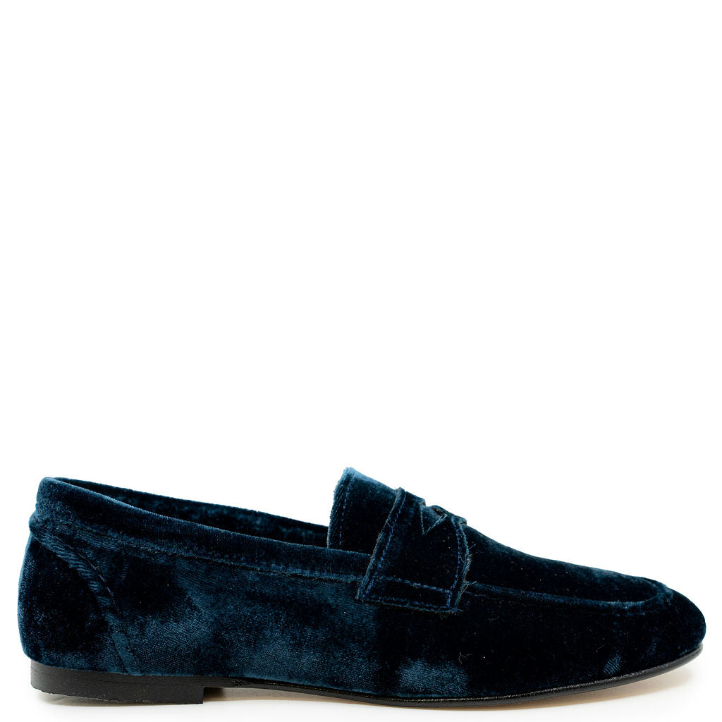 Spain+Co Blue Velvet Penny Loafer-Tassel Children Shoes